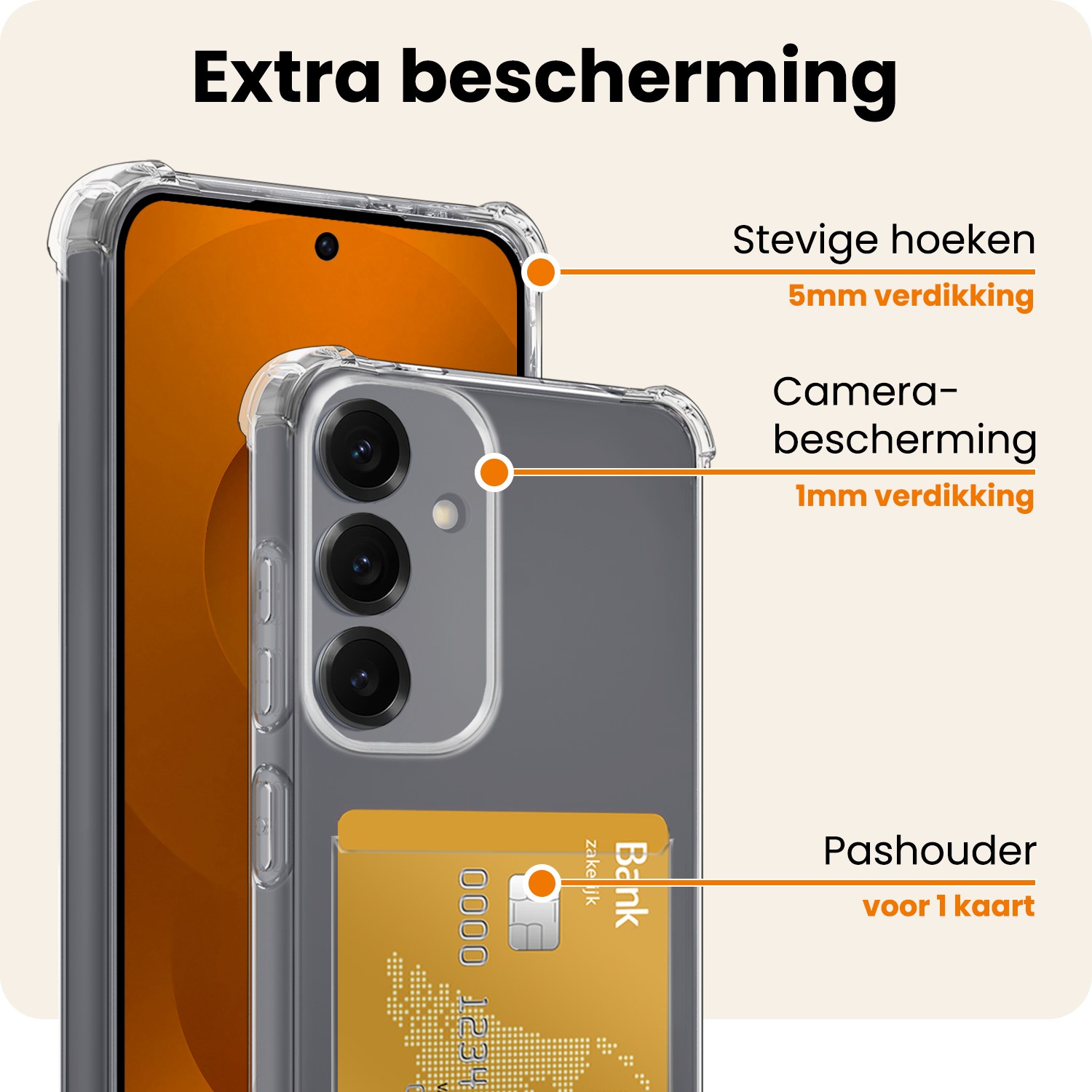 Nomfy Nomfy Samsung Galaxy S25 FE Hoesje Pashouder Met 2x Screenprotector