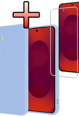 NoXx NoXx Samsung Galaxy S25 FE Hoesje Siliconen Met Screenprotector - Lichtblauw