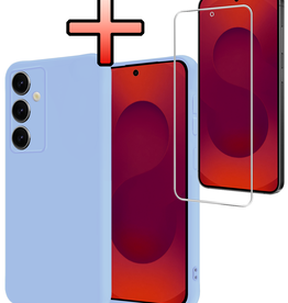 NoXx NoXx Samsung Galaxy S25 FE Hoesje Siliconen Met Screenprotector - Lichtblauw