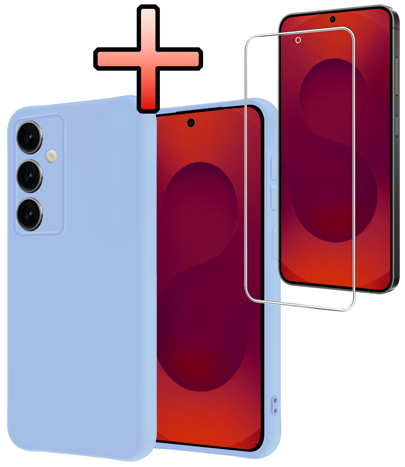 NoXx NoXx Samsung Galaxy S25 FE Hoesje Siliconen Met Screenprotector - Lichtblauw