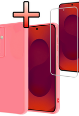 NoXx NoXx Samsung Galaxy S25 FE Hoesje Siliconen Met Screenprotector - Lichtroze