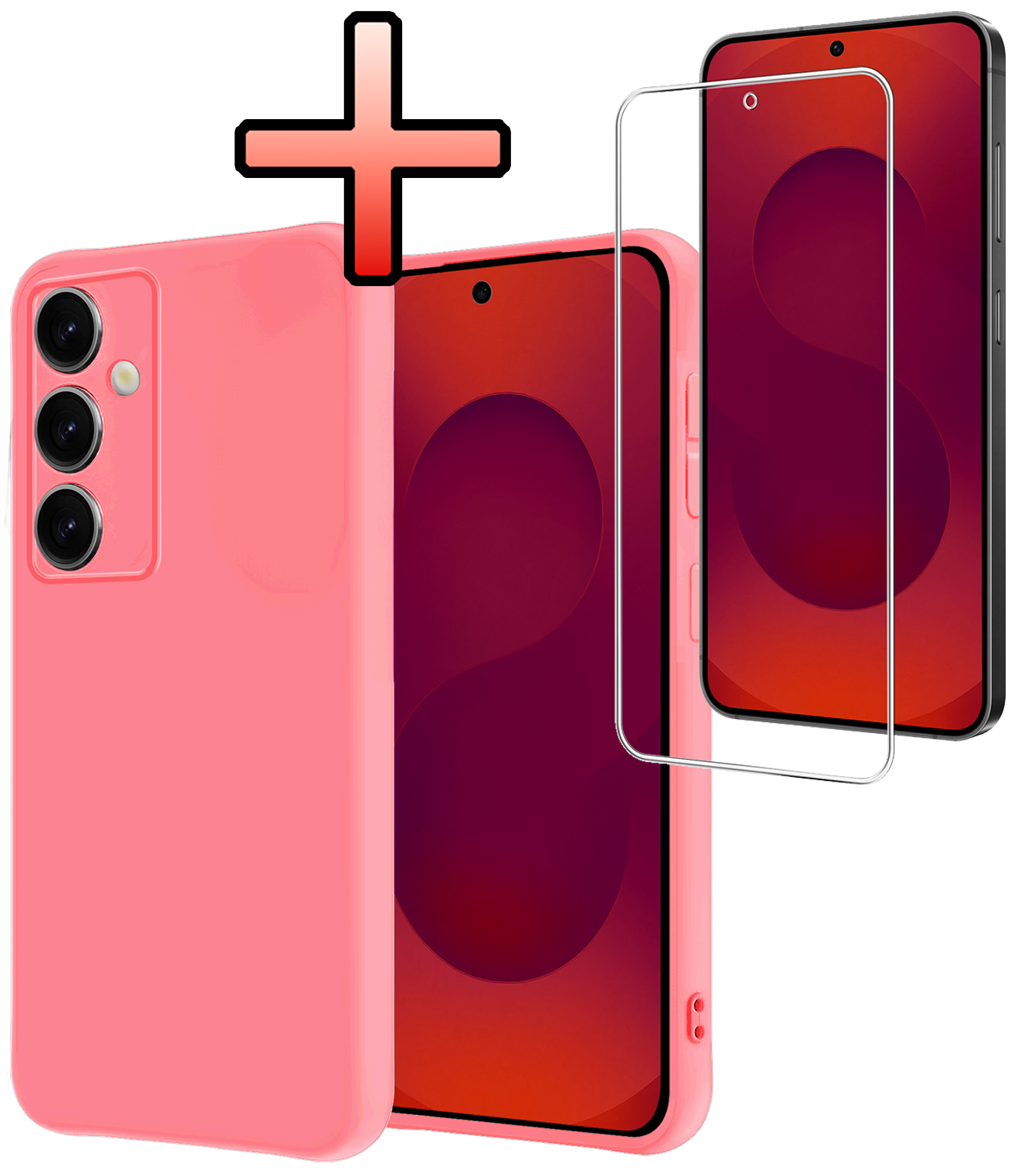 NoXx NoXx Samsung Galaxy S25 FE Hoesje Siliconen Met Screenprotector - Lichtroze