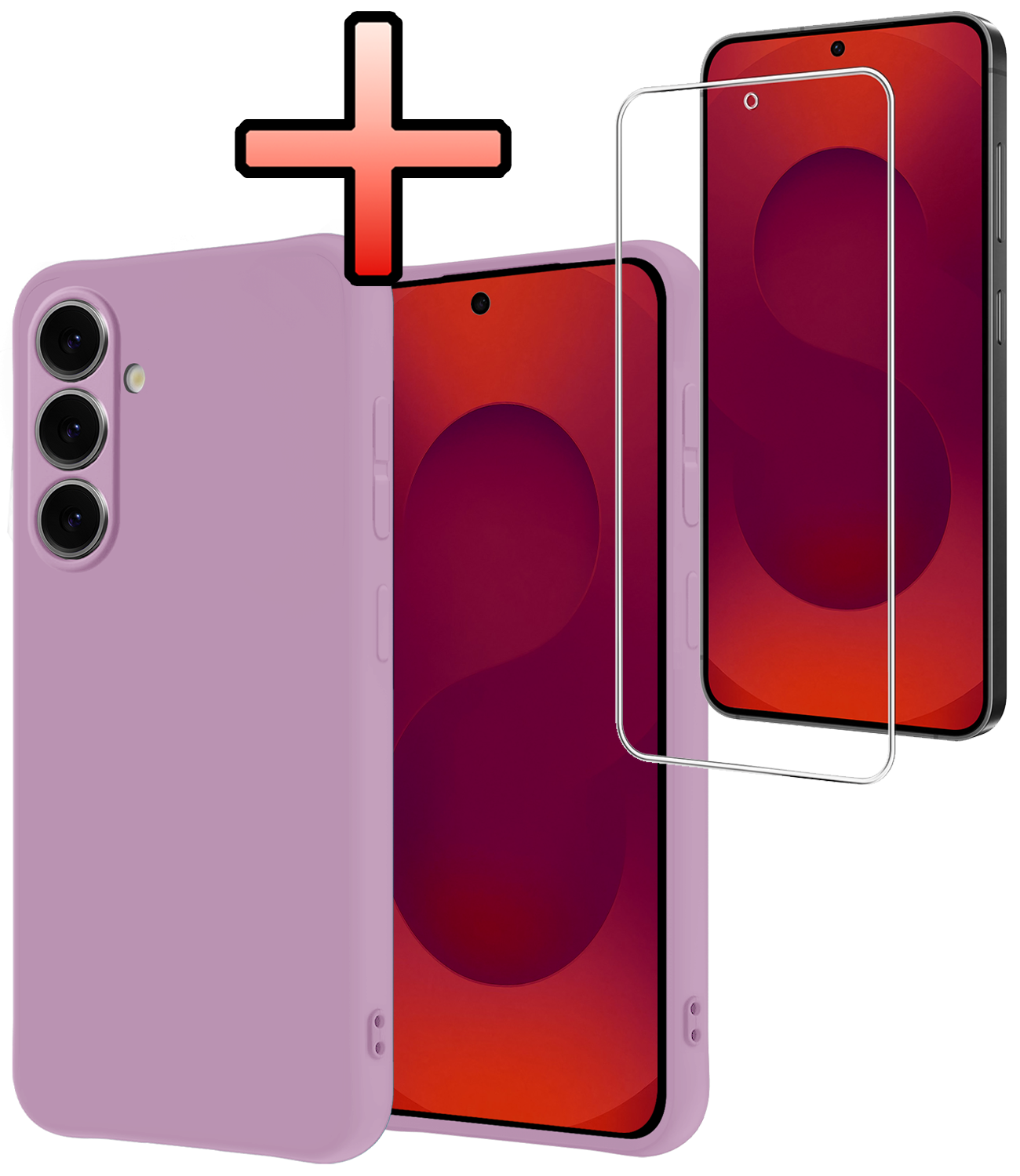 NoXx NoXx Samsung Galaxy S25 FE Hoesje Siliconen Met Screenprotector - Lila