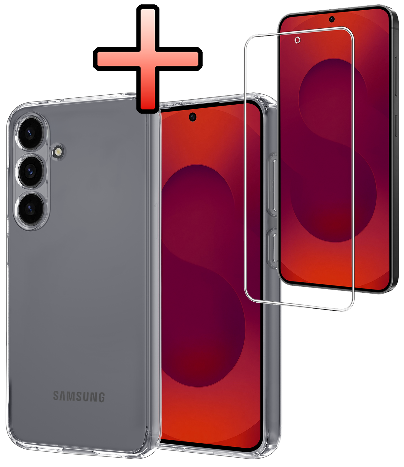 NoXx NoXx Samsung Galaxy S25 FE Hoesje Siliconen Met Screenprotector - Transparant