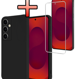 NoXx NoXx Samsung Galaxy S25 FE Hoesje Siliconen Met Screenprotector - Zwart