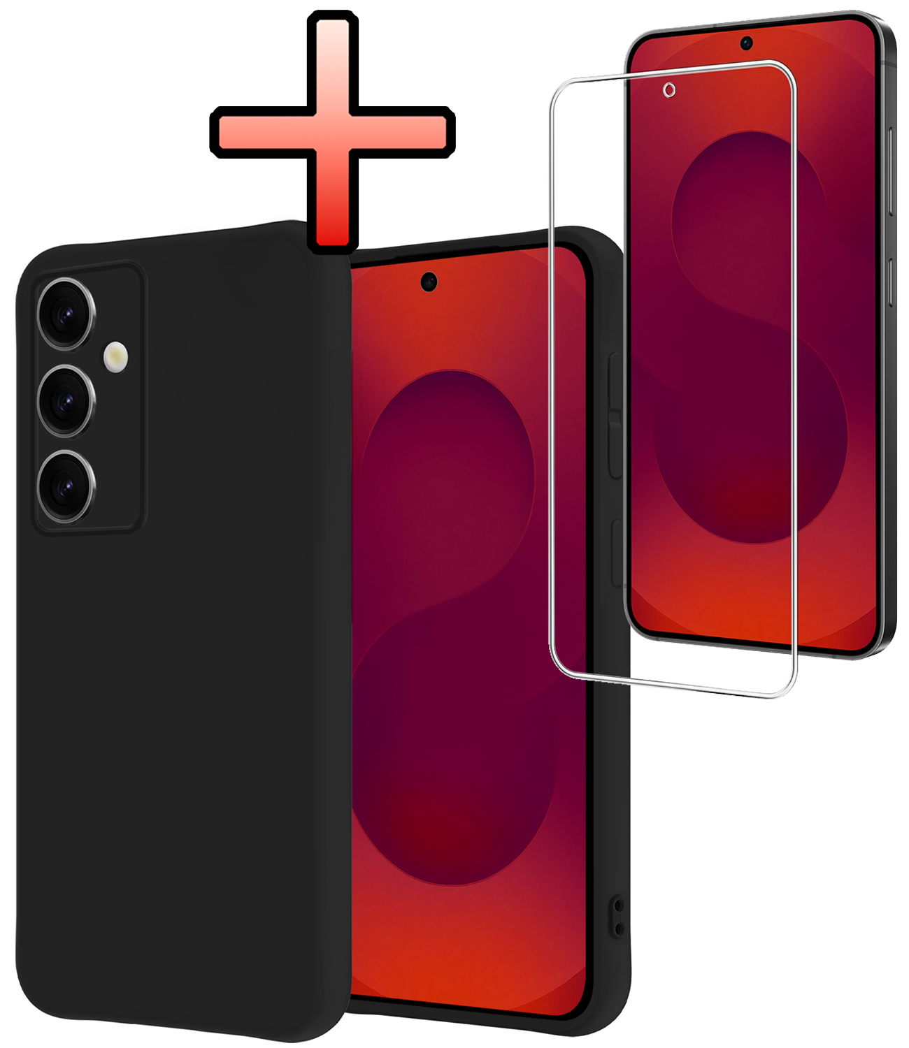 NoXx NoXx Samsung Galaxy S25 FE Hoesje Siliconen Met Screenprotector - Zwart