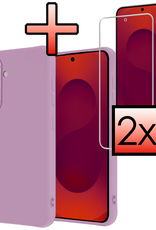 NoXx NoXx Samsung Galaxy S25 FE Hoesje Siliconen Met 2x Screenprotector - Lila