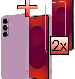 NoXx NoXx Samsung Galaxy S25 FE Hoesje Siliconen Met 2x Screenprotector - Lila