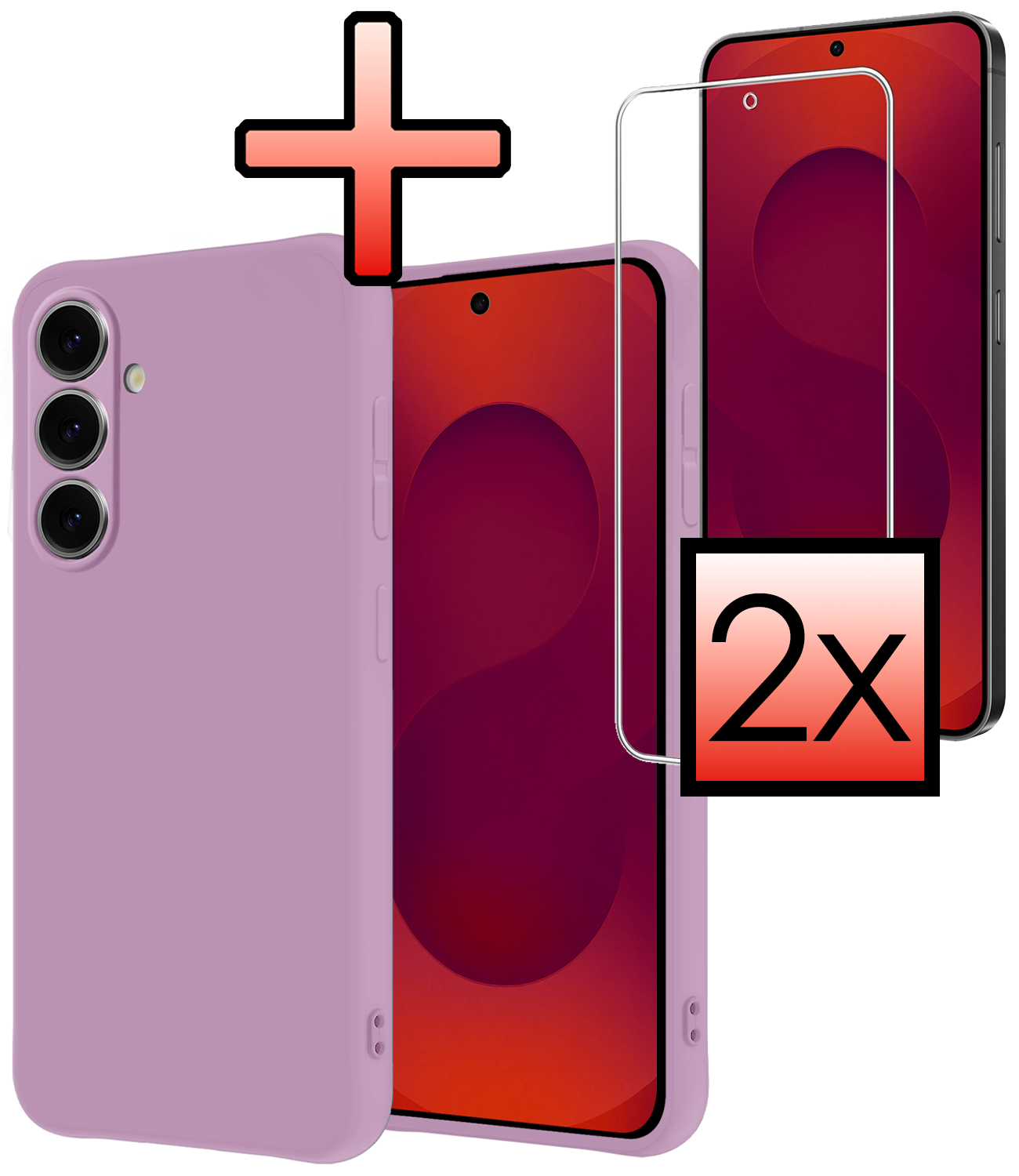 NoXx NoXx Samsung Galaxy S25 FE Hoesje Siliconen Met 2x Screenprotector - Lila