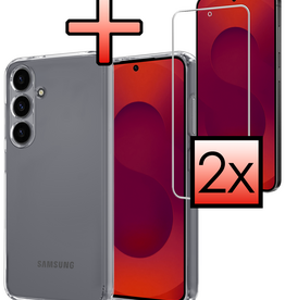 NoXx NoXx Samsung Galaxy S25 FE Hoesje Siliconen Met 2x Screenprotector - Transparant