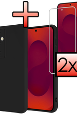 NoXx NoXx Samsung Galaxy S25 FE Hoesje Siliconen Met 2x Screenprotector - Zwart