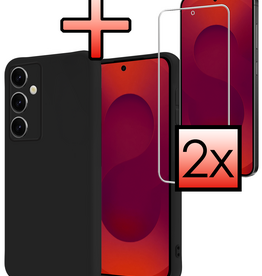 NoXx NoXx Samsung Galaxy S25 FE Hoesje Siliconen Met 2x Screenprotector - Zwart