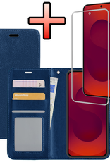 NoXx NoXx Samsung Galaxy S25 FE Hoesje Bookcase Met Screenprotector - Donkerblauw