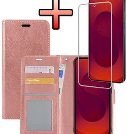 NoXx NoXx Samsung Galaxy S25 FE Hoesje Bookcase Met Screenprotector - Rose Goud