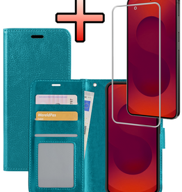 NoXx NoXx Samsung Galaxy S25 FE Hoesje Bookcase Met Screenprotector - Turquoise