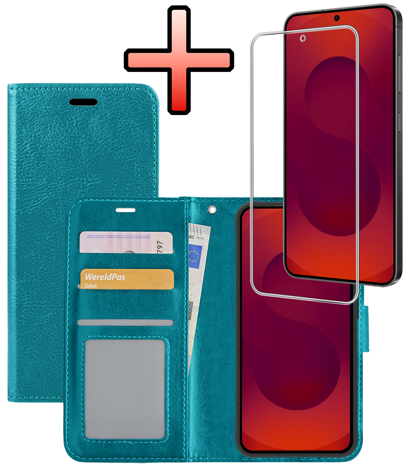 NoXx NoXx Samsung Galaxy S25 FE Hoesje Bookcase Met Screenprotector - Turquoise