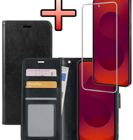 NoXx NoXx Samsung Galaxy S25 FE Hoesje Bookcase Met Screenprotector - Zwart