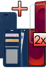 NoXx NoXx Samsung Galaxy S25 FE Hoesje Bookcase Met 2x Screenprotector - Donkerblauw