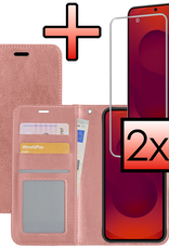 NoXx NoXx Samsung Galaxy S25 FE Hoesje Bookcase Met 2x Screenprotector - Rose Goud