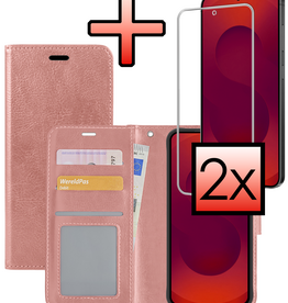 NoXx NoXx Samsung Galaxy S25 FE Hoesje Bookcase Met 2x Screenprotector - Rose Goud