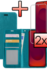 NoXx NoXx Samsung Galaxy S25 FE Hoesje Bookcase Met 2x Screenprotector - Turquoise