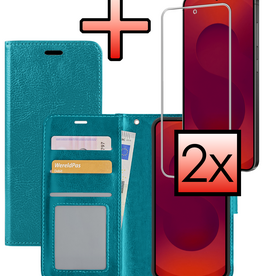 NoXx NoXx Samsung Galaxy S25 FE Hoesje Bookcase Met 2x Screenprotector - Turquoise