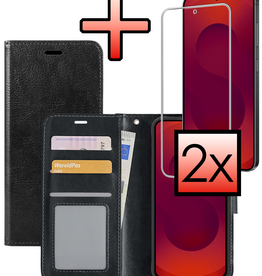 NoXx NoXx Samsung Galaxy S25 FE Hoesje Bookcase Met 2x Screenprotector - Zwart