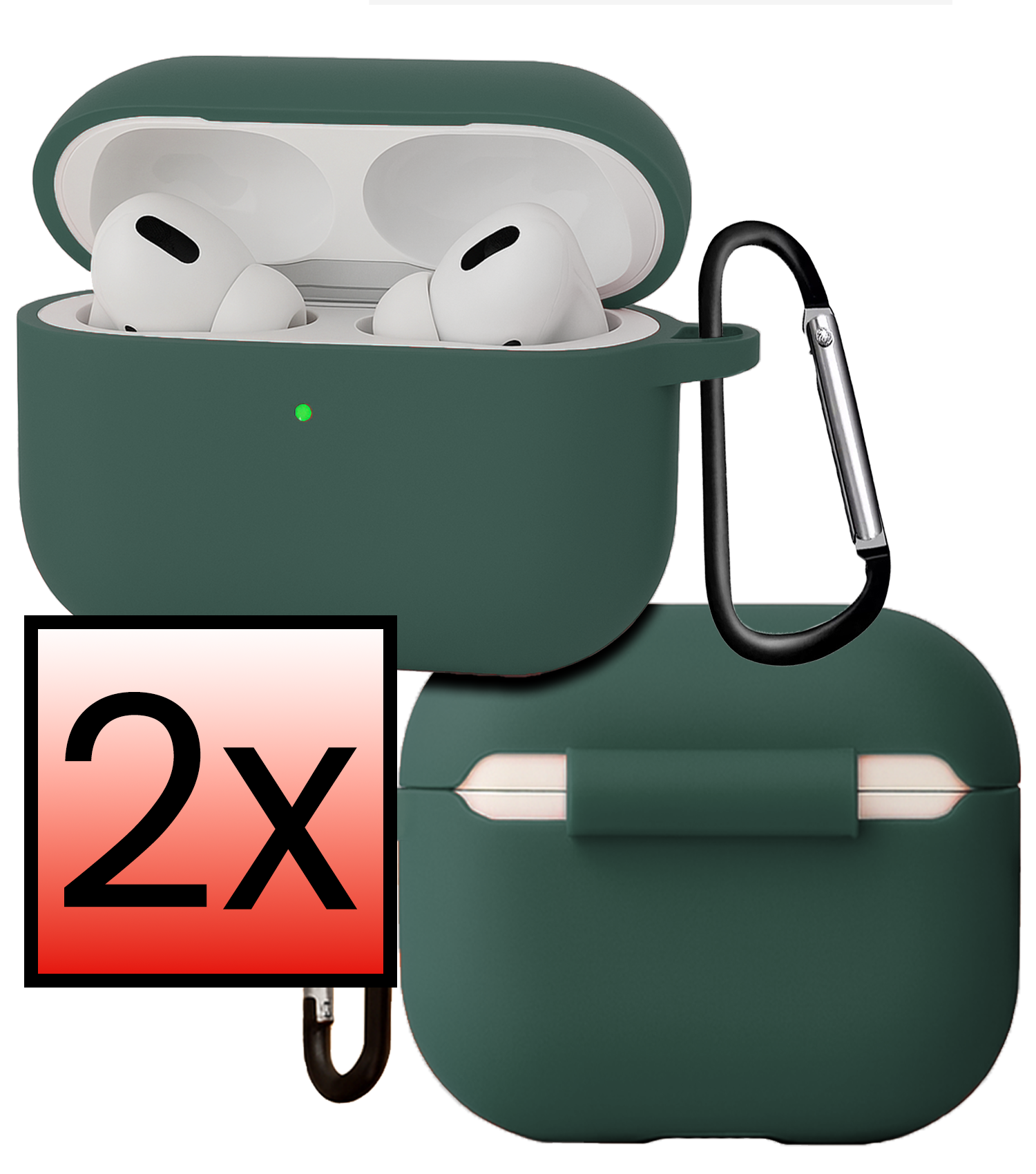 NoXx NoXx AirPods Pro 3 Hoesje - Donkergroen - 2 PACK