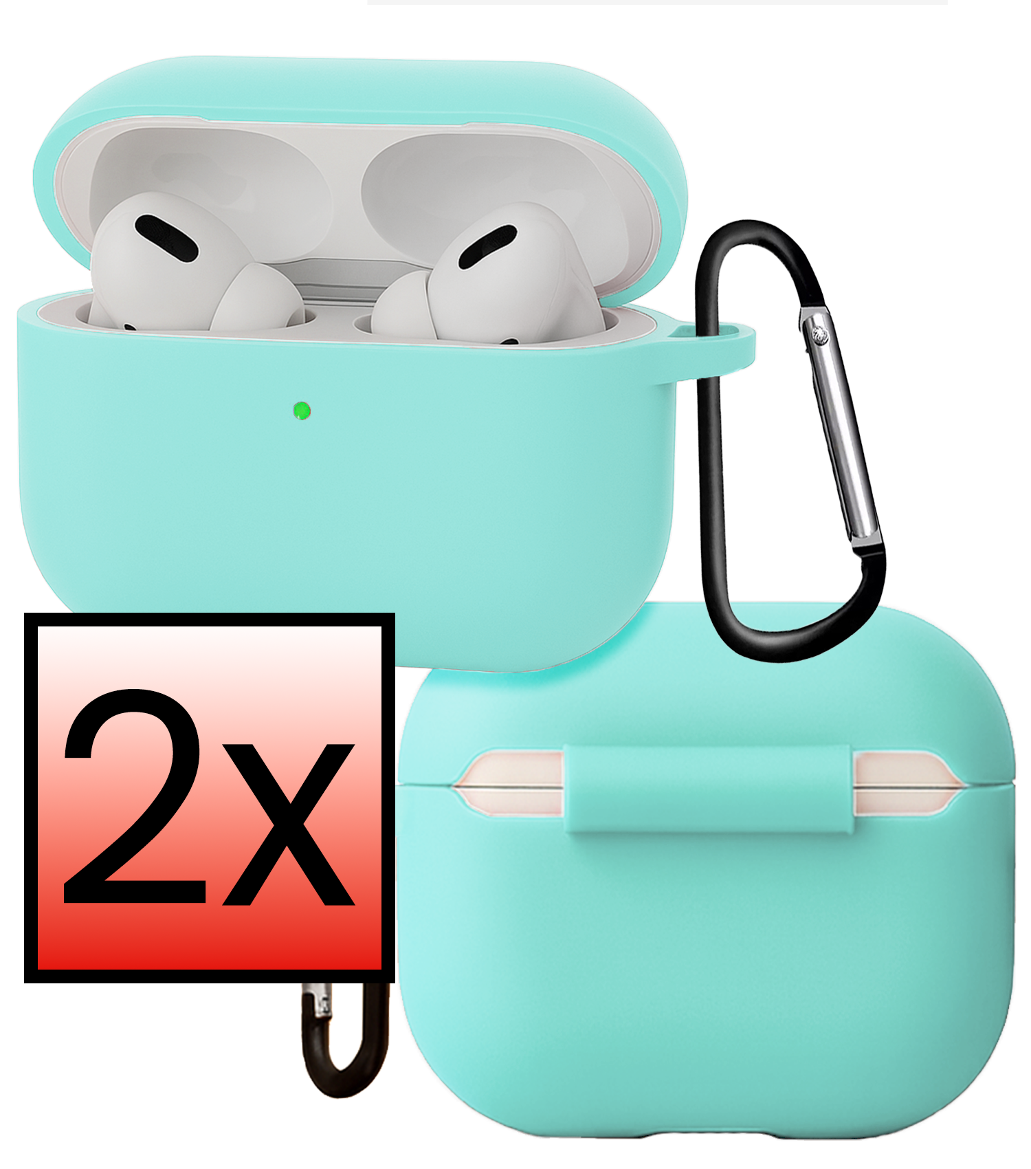 NoXx NoXx AirPods Pro 3 Hoesje - Mintgroen - 2 PACK