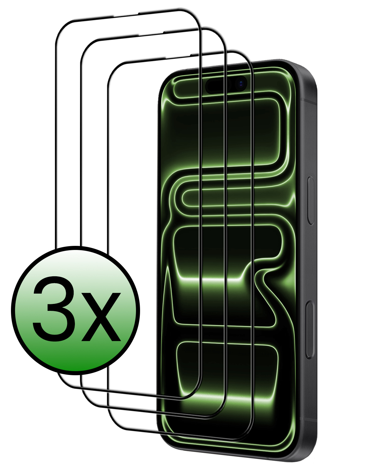 BASEY. BASEY. iPhone 17 Pro Screenprotector Glas Full Cover 2D - 3 PACK