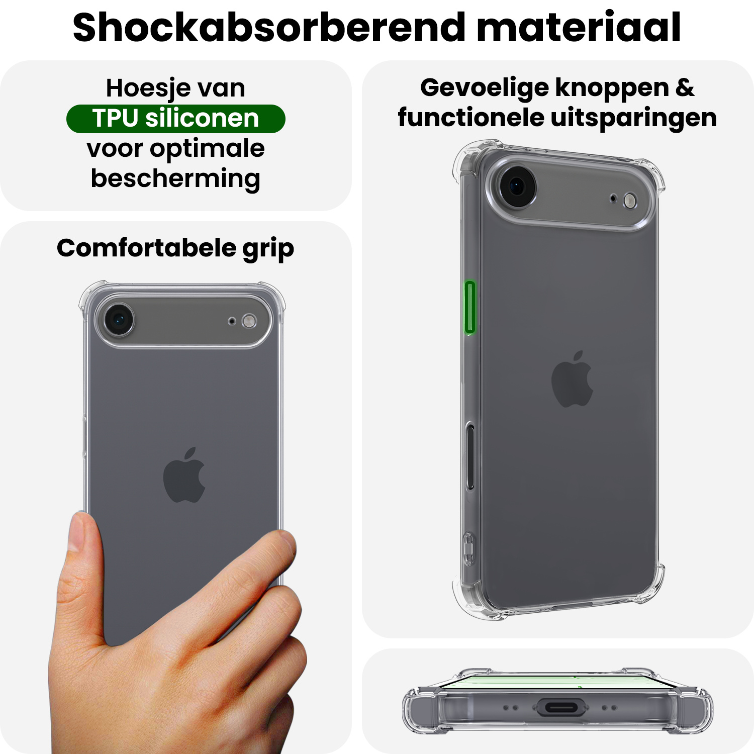 BASEY. BASEY. iPhone Air Hoesje Shockproof Met 2x Screenprotector Met Dichte Notch