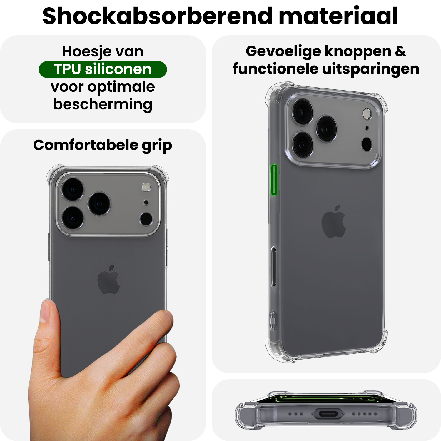 BASEY. BASEY. iPhone 17 Pro Max Hoesje Shockproof - Transparant - 2 PACK