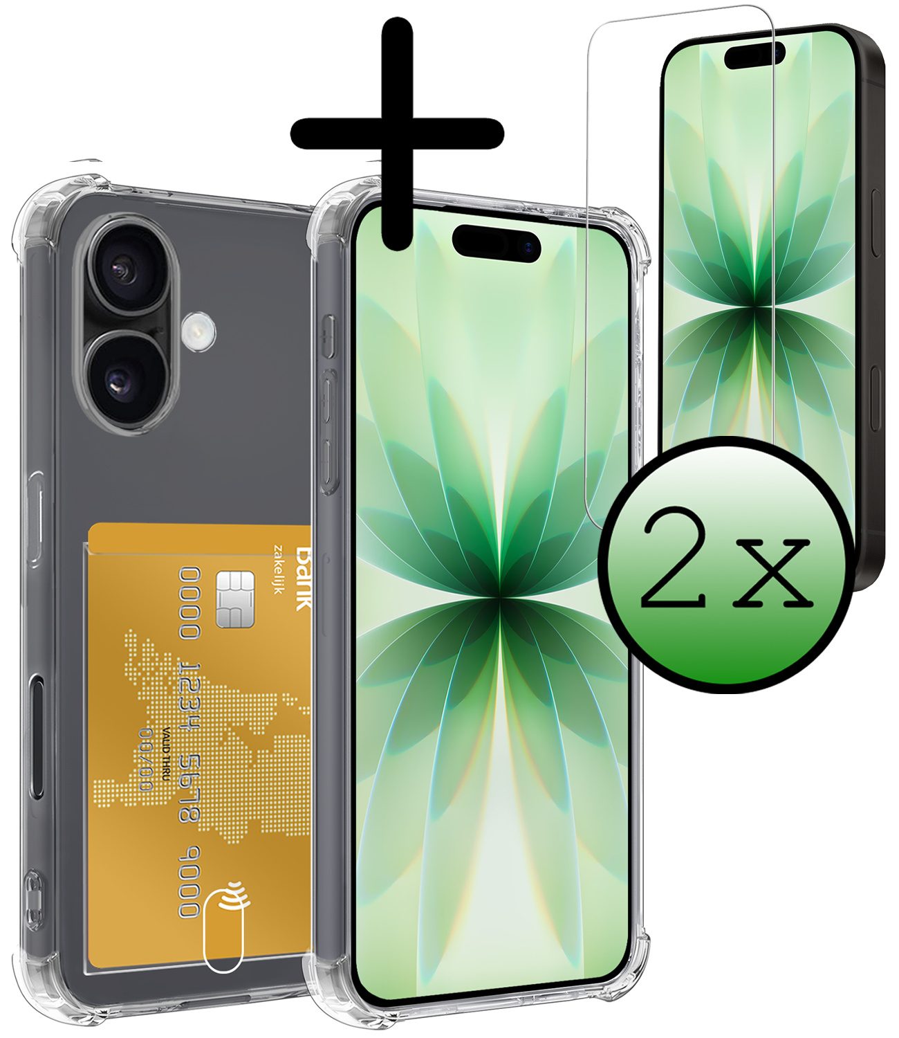 BASEY. BASEY. iPhone 17 Hoesje Pashouder Met 2x Screenprotector