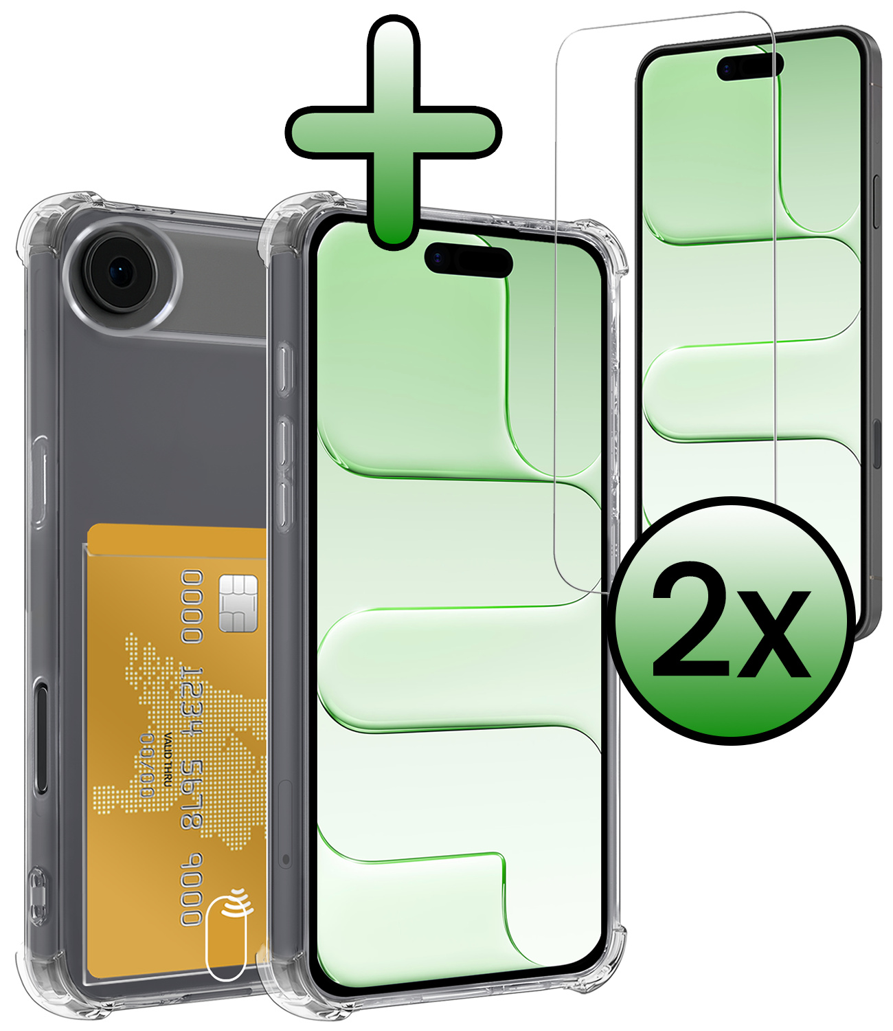 BASEY. BASEY. iPhone Air Hoesje Pashouder Met 2x Screenprotector