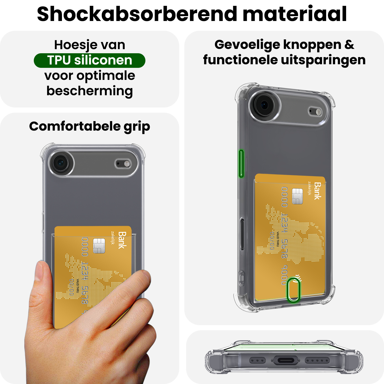 BASEY. BASEY. iPhone Air Hoesje Pashouder Met 2x Screenprotector