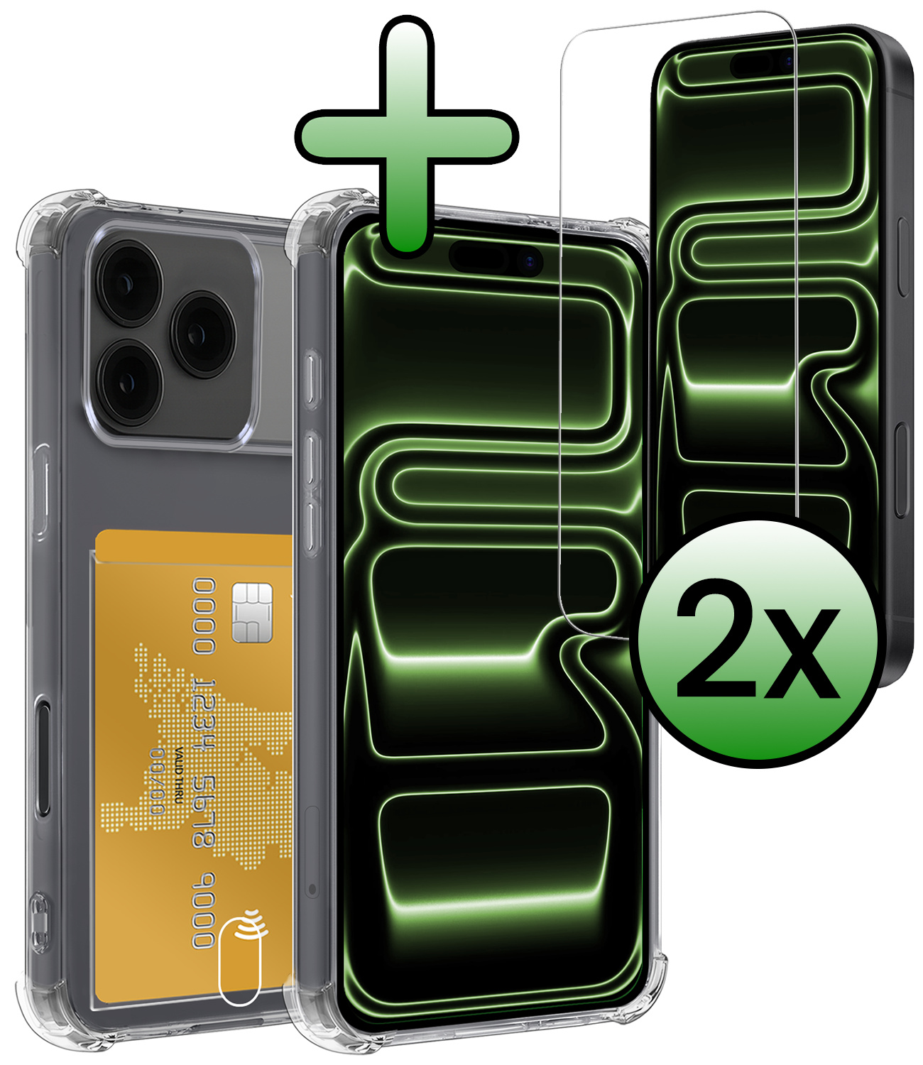 BASEY. BASEY. iPhone 17 Pro Max Hoesje Pashouder Met 2x Screenprotector