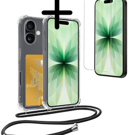 BASEY. BASEY. iPhone 17 Hoesje Pashouder met Koord Met Screenprotector