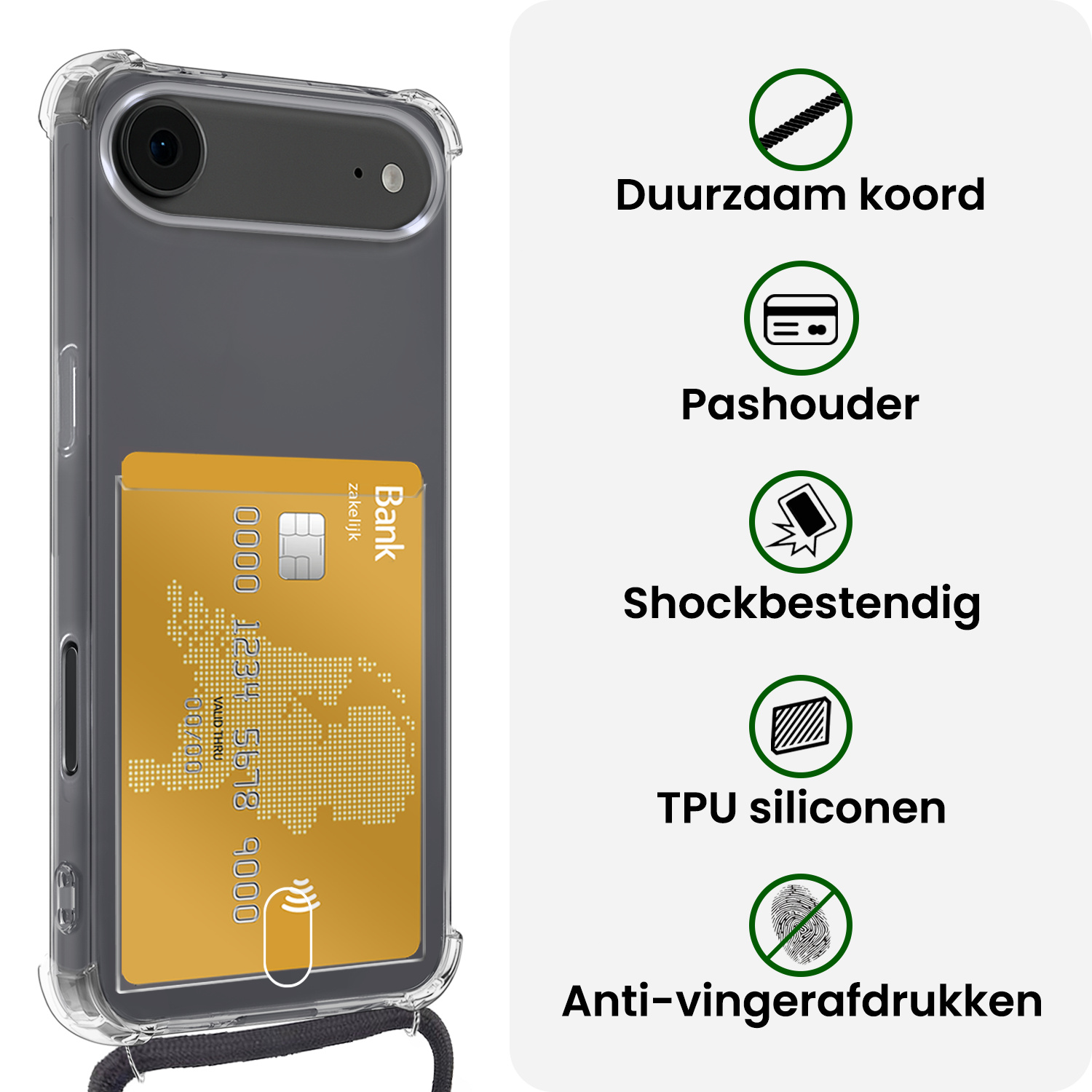 BASEY. BASEY. iPhone Air Hoesje Pashouder met Koord