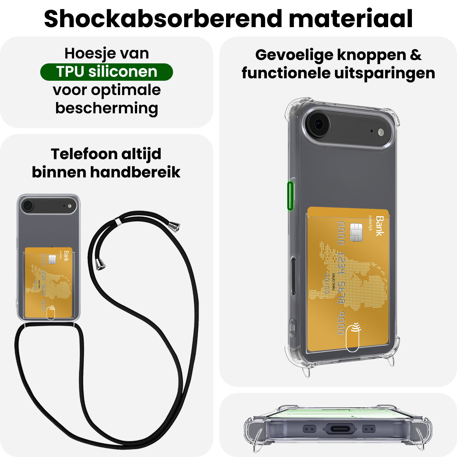 BASEY. BASEY. iPhone Air Hoesje Pashouder met Koord