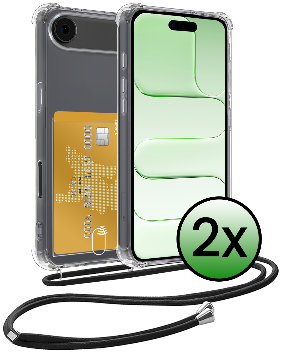 BASEY. BASEY. iPhone Air Hoesje Pashouder met Koord - 2 PACK