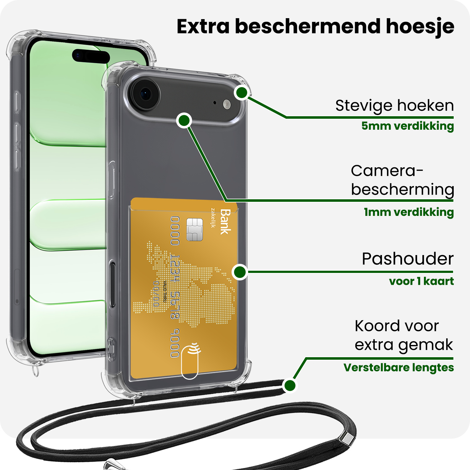 BASEY. BASEY. iPhone Air Hoesje Pashouder met Koord - 2 PACK