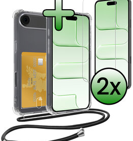 BASEY. BASEY. iPhone Air Hoesje Pashouder met Koord Met 2x Screenprotector