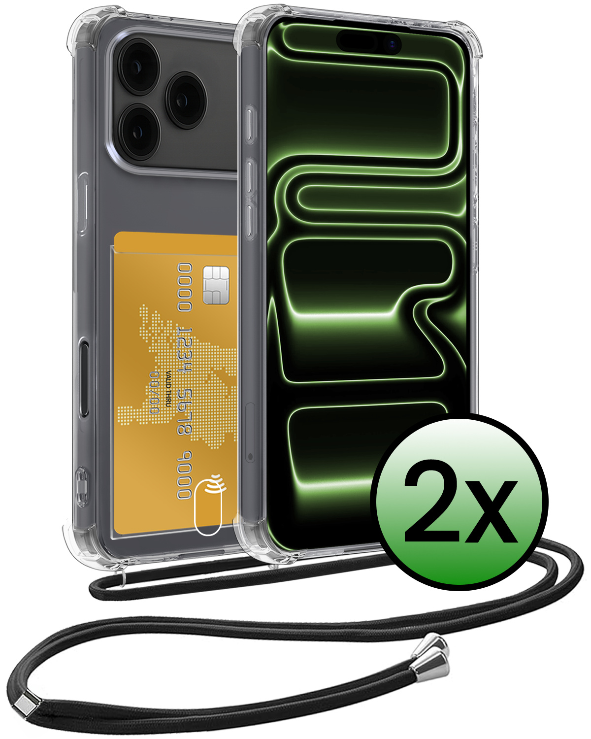 BASEY. BASEY. iPhone 17 Pro Hoesje Pashouder met Koord - 2 PACK