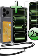 BASEY. BASEY. iPhone 17 Pro Max Hoesje Pashouder met Koord Met 2x Screenprotector