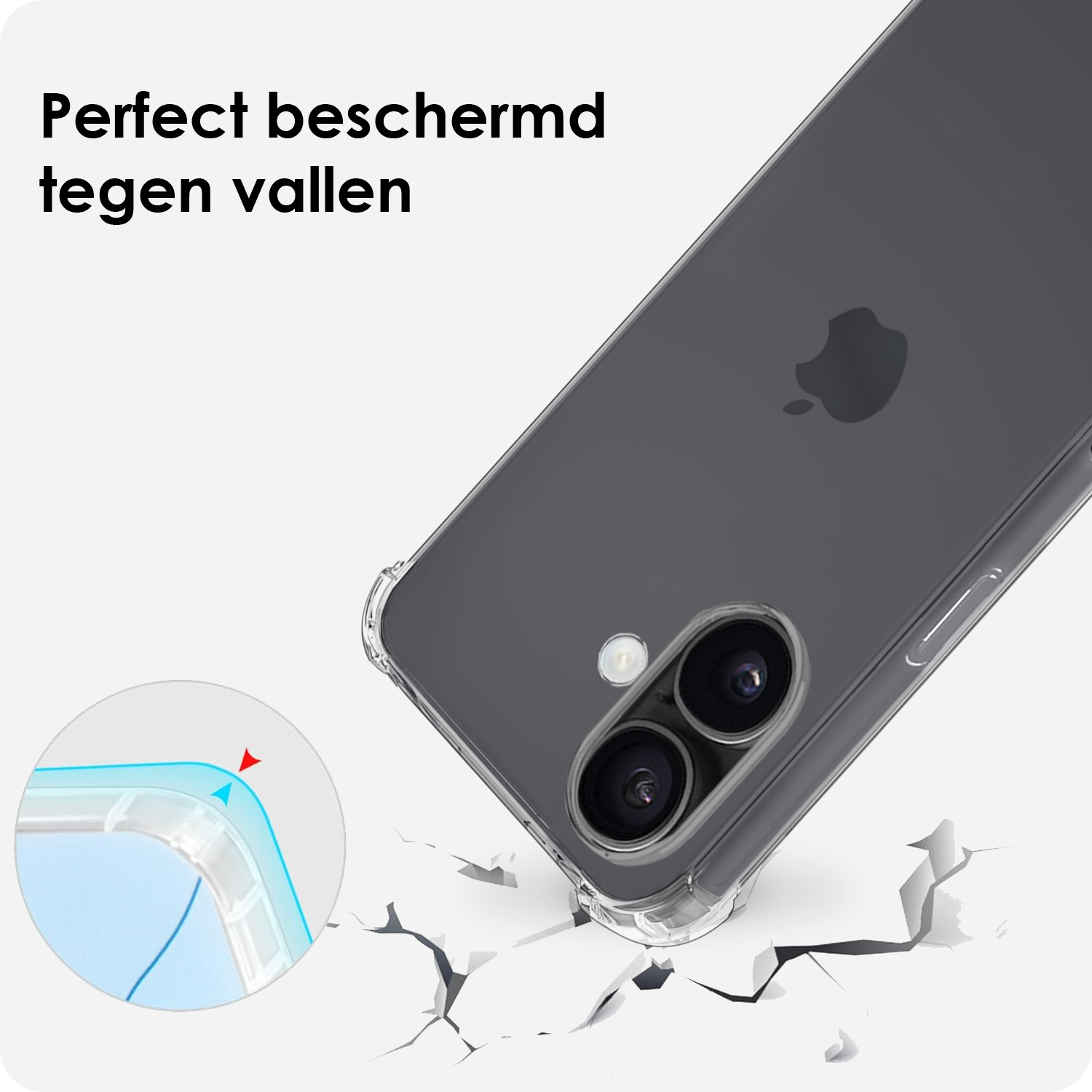 BASEY. BASEY. iPhone 17 Hoesje Transparant Shockproof Met Zwart Koord