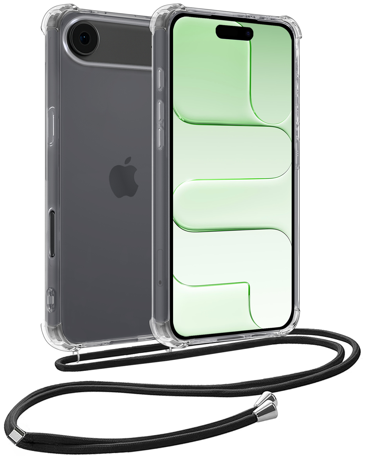BASEY. BASEY. iPhone Air Hoesje Transparant Shockproof Met Zwart Koord