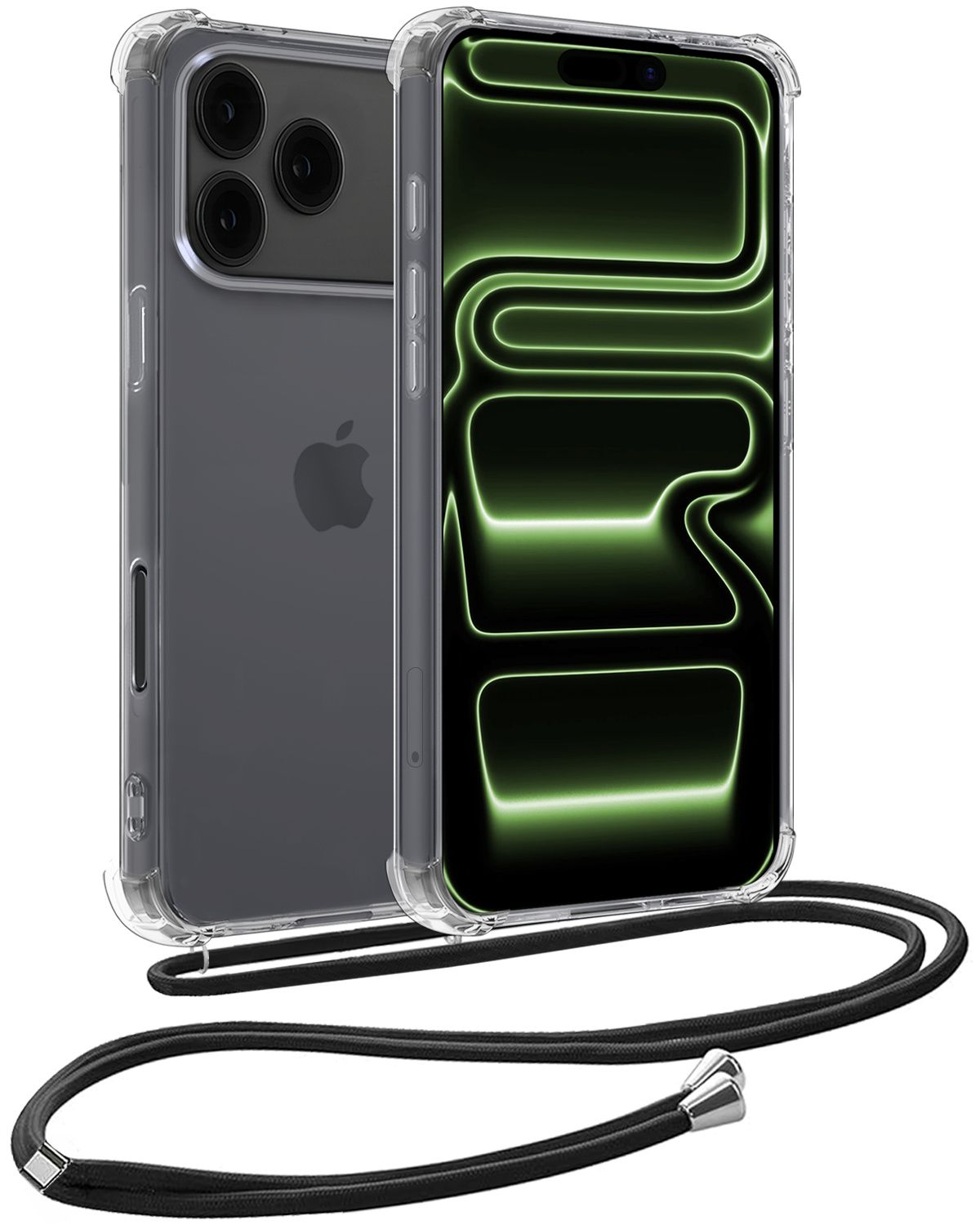 BASEY. BASEY. iPhone 17 Pro Hoesje Transparant Shockproof Met Zwart Koord