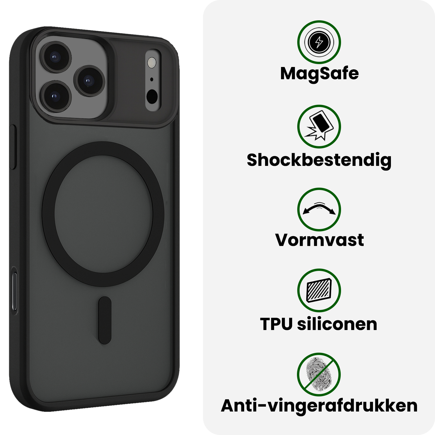 BASEY. BASEY. iPhone 17 Pro Magsafe Hoesje Zwart Met Screenprotector