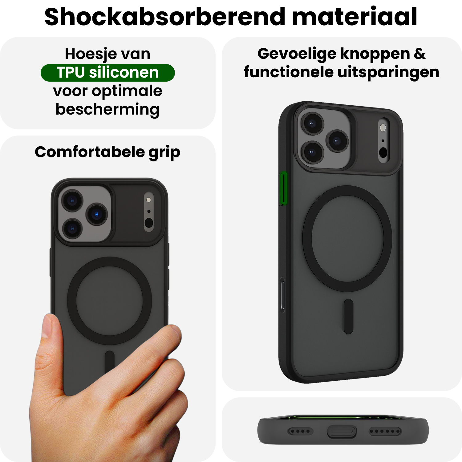 BASEY. BASEY. iPhone 17 Pro Max Magsafe Hoesje Zwart Met Screenprotector