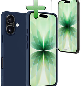 BASEY. BASEY. iPhone 17 Hoesje Siliconen Met Screenprotector Met Dichte Notch - Donkerblauw